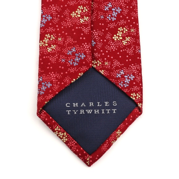 Charles Tyrwhitt Silk Neck Tie Red Floral Patern - Picture 3 of 6